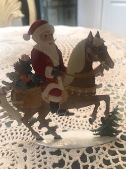 Vintage Pewter Mounted Santa