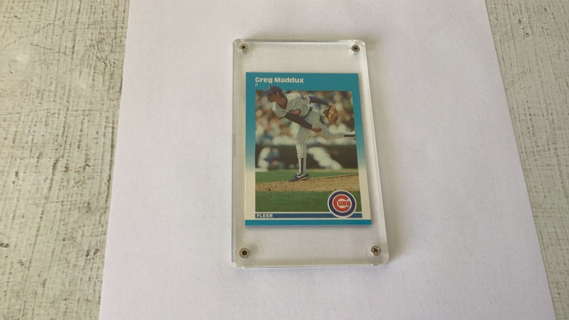 Greg Maddox Fleer Rookie Card U-68 In Lucite Holder