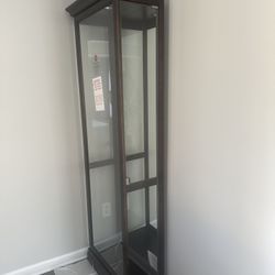 New Espresso Glass Dining Cabinet With Light