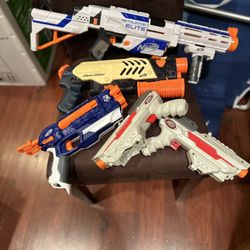 Assorted Nerf Guns And Darts 