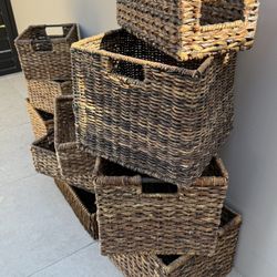 Woven Wicker Baskets Set of 10