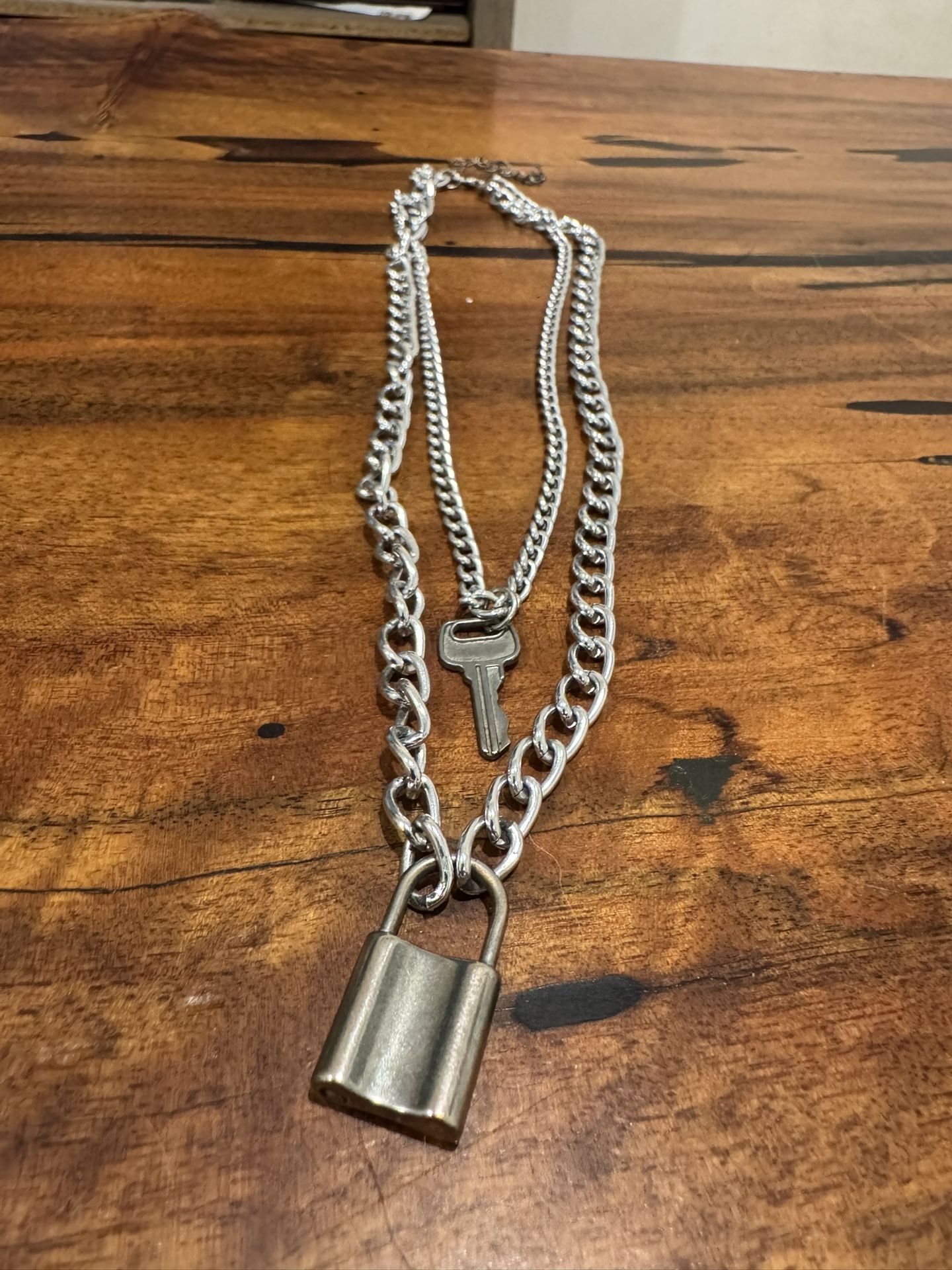 Layered Key & Lock Necklace – Choker + Drop Chain