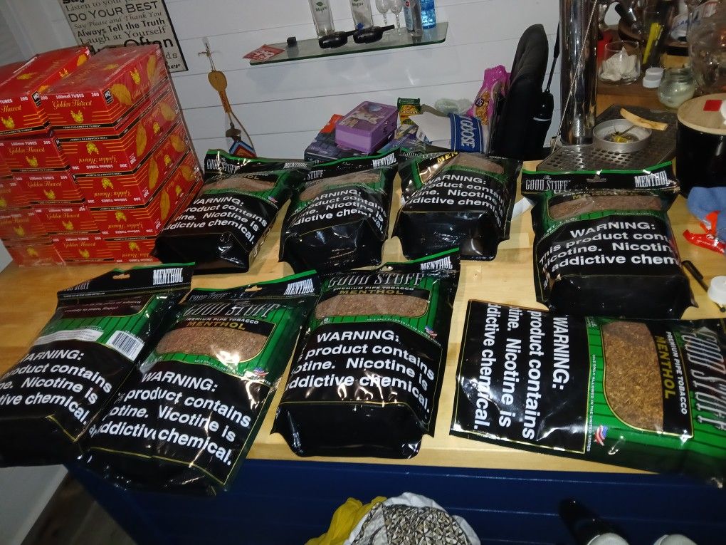 8 Bags Of Good Stuff Pip Tabaco  And 30 Cases Of Tubes