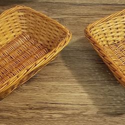 Vintage Wicker Church Offering Basket with Handles
