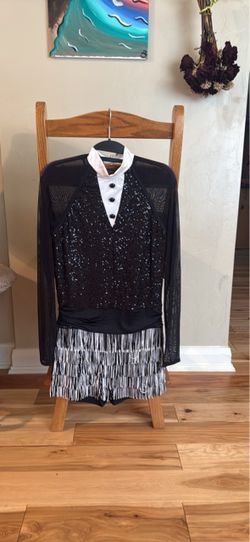 Black Sequin Fringe Dance Costume Dress