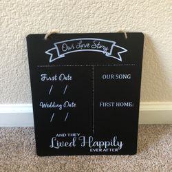 Our Love Story Hanging Chalkboard 
