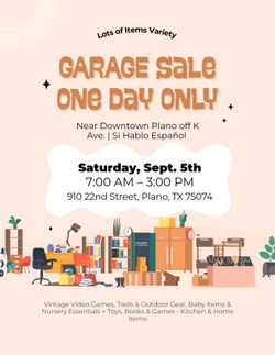 Garage Sale Saturday 9/5 — Baby Items, Toys, Video Games & More | Plano