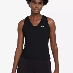 NIKE Victory Tennis Tank Women's Sleeveless Golf Shirt, Black, XS