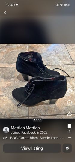 BDG Garett Black Suede Lace-Up Ankle Boots Size 6M
