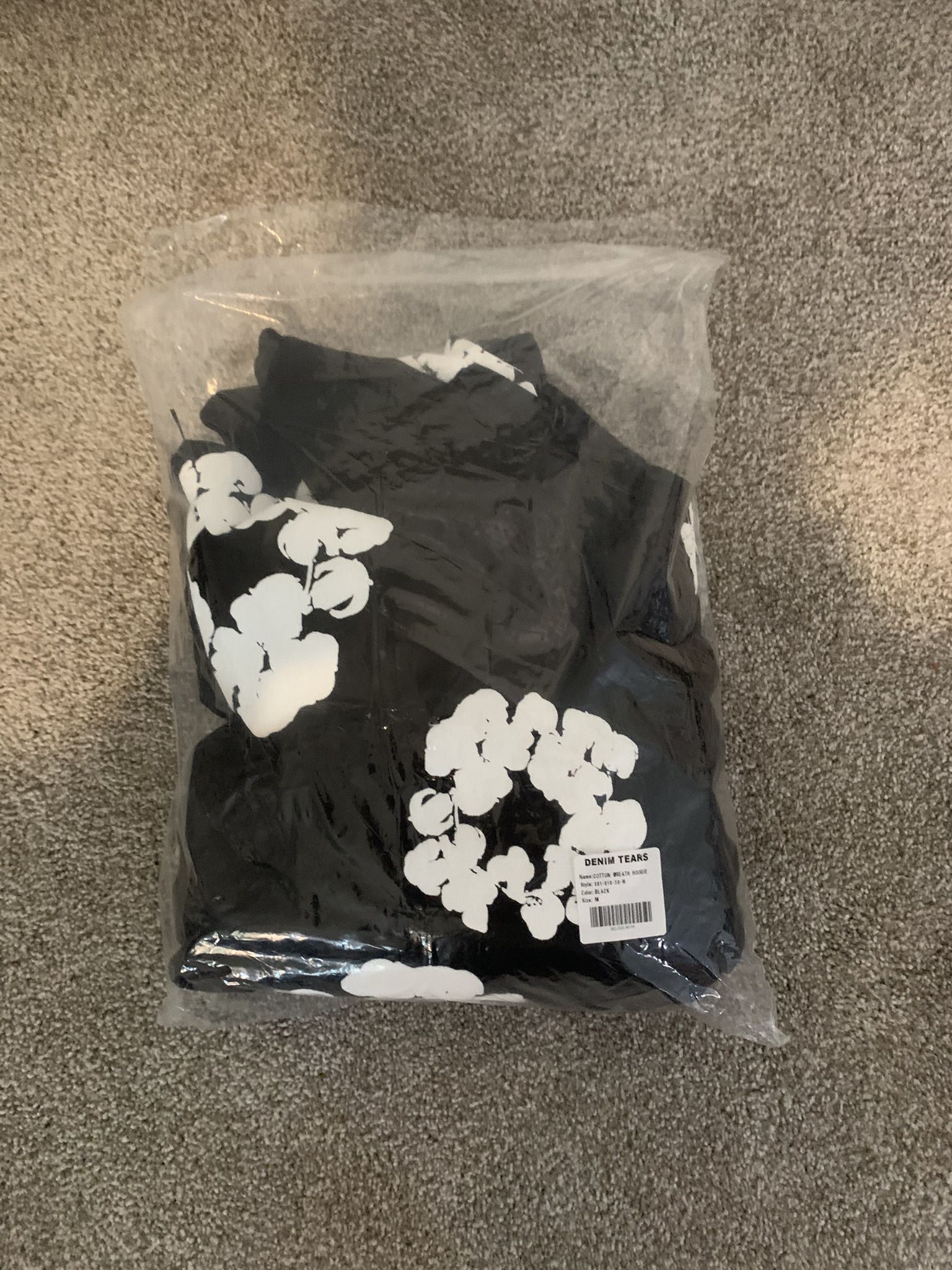 Black Denim Tear Hoodie Black On White