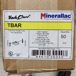 Mineralac Company Black Claw T-Bar Box Hanger Assay Pre-Galvanized. One bar for 24-inch span, quantity of 50.