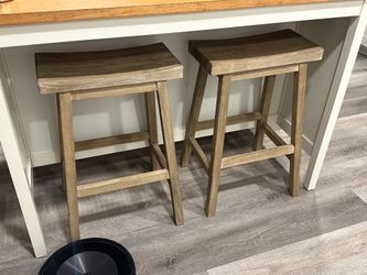 2 counter height bar stools. Wood