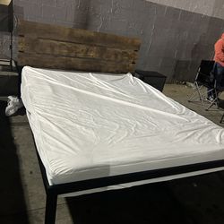 Beautiful queen bed frame with mattress