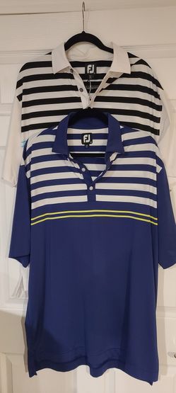 LOT 2 FootJoy Men Blue White Short Sleeve Golf Polo SZ XL