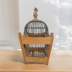 Potter Barn Rustic Wooden Decorative Bird Cage Bird House Vintage