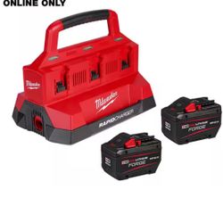 M18 18V Lithium-Ion REDLITHIUM FORGE Starter Kit with Two 12.0 Ah Battery Pack and PACKOUT 6-Port Rapid Charger