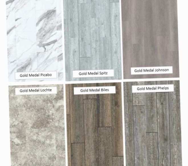Waterproof vinyl plank w/pad in gray & tile look at /sq ft GM+1