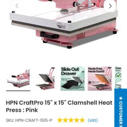 HPN Pink Heat Press 15x15 Clamshell
