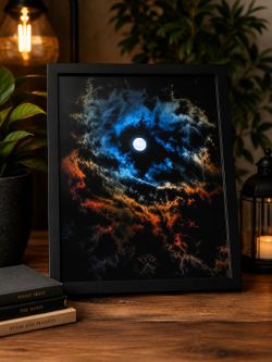 Framed Moon Photography Print – 8.5x11 Wall Art – Celestial Night Sky – Ready to Hang