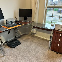 Office Desk And Three Drawer File Cabinet