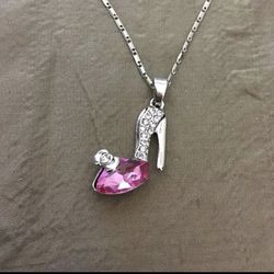 White Gold Plated High Heel Pendant Necklace