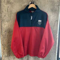 USA London Olympics Pullover Mens XL Fleece Lined 1/4 Zip Jacket Sweatshirt