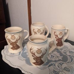 Roseville Pottery Elk Mugs (4) 