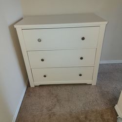 White Three Drawer Dresser With Removable Changing Table Topper
