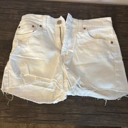 Levi’s women’s white denim high rise shorts size waist 28