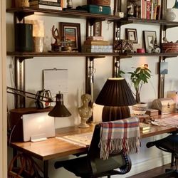 Full Wall Mcm Brass Wood Shelves Bookcase 