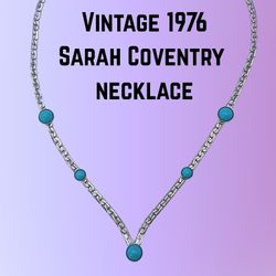 Vintage 1976 Sarah Coventry Summer Skies necklace silver tone faux turquoise vtg