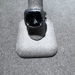 925 David Yurman Sterling 11mm Albion Ring w/ Prasiolite & Diamonds Size 7