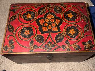 Hand-Painted Wooden Storage Chest