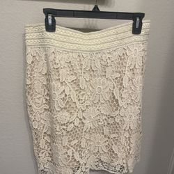 Cato Women’s Cream Colored Lace Elastic Skirt Size L