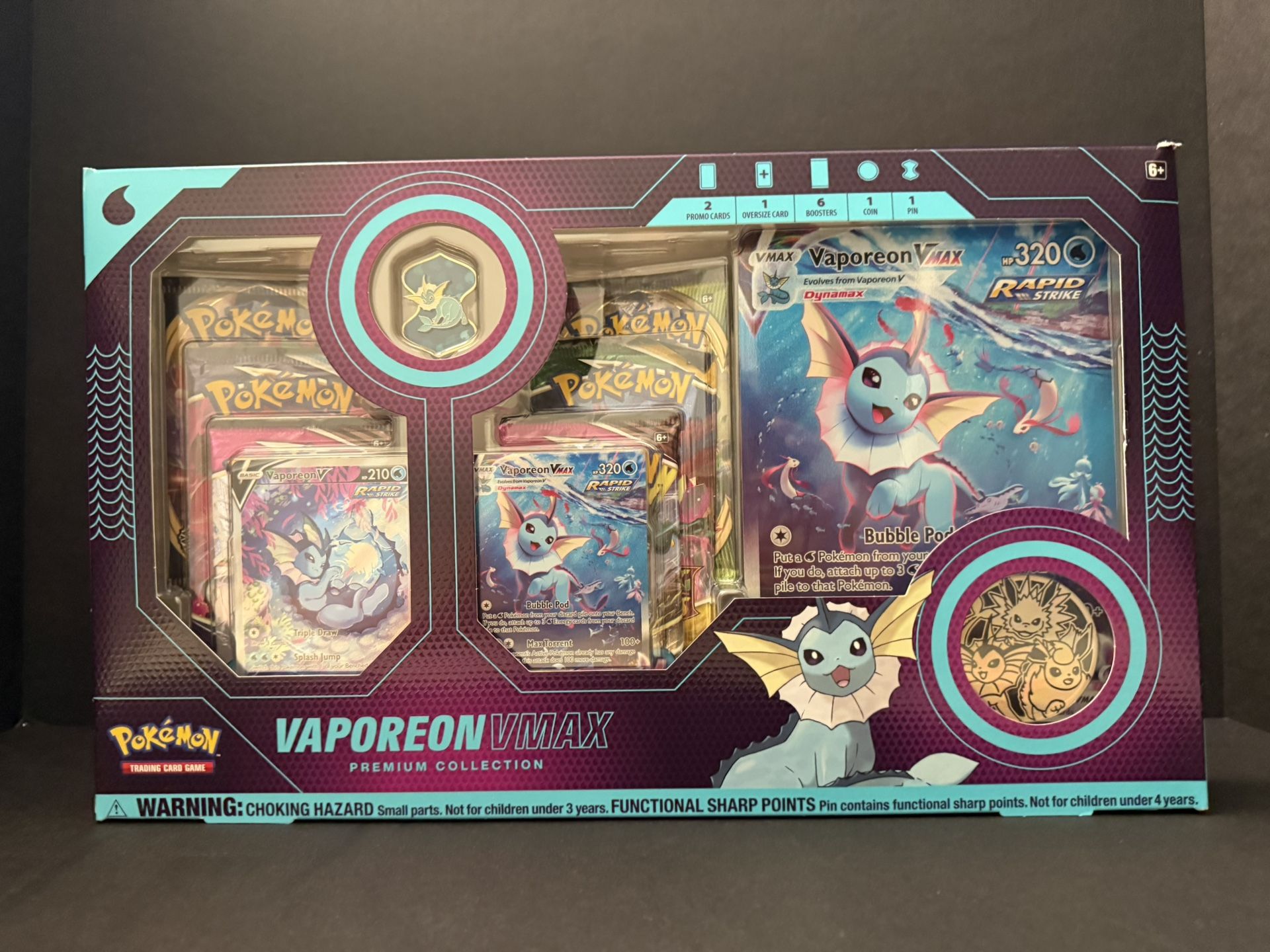 Pokémon Vaporeon VMAX Premium Collection Box Eevee Evolution Factory Sealed TCG