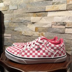 Womans Sz 6 Vans Missy Checkerboard Honeysuckle Pink  Sneakers Skateboarding EUC