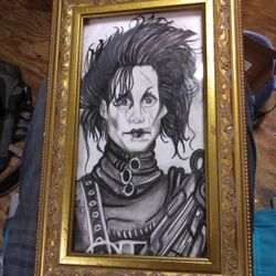 Johnny Depp As Edward Scissorhands Pencil Lithograph