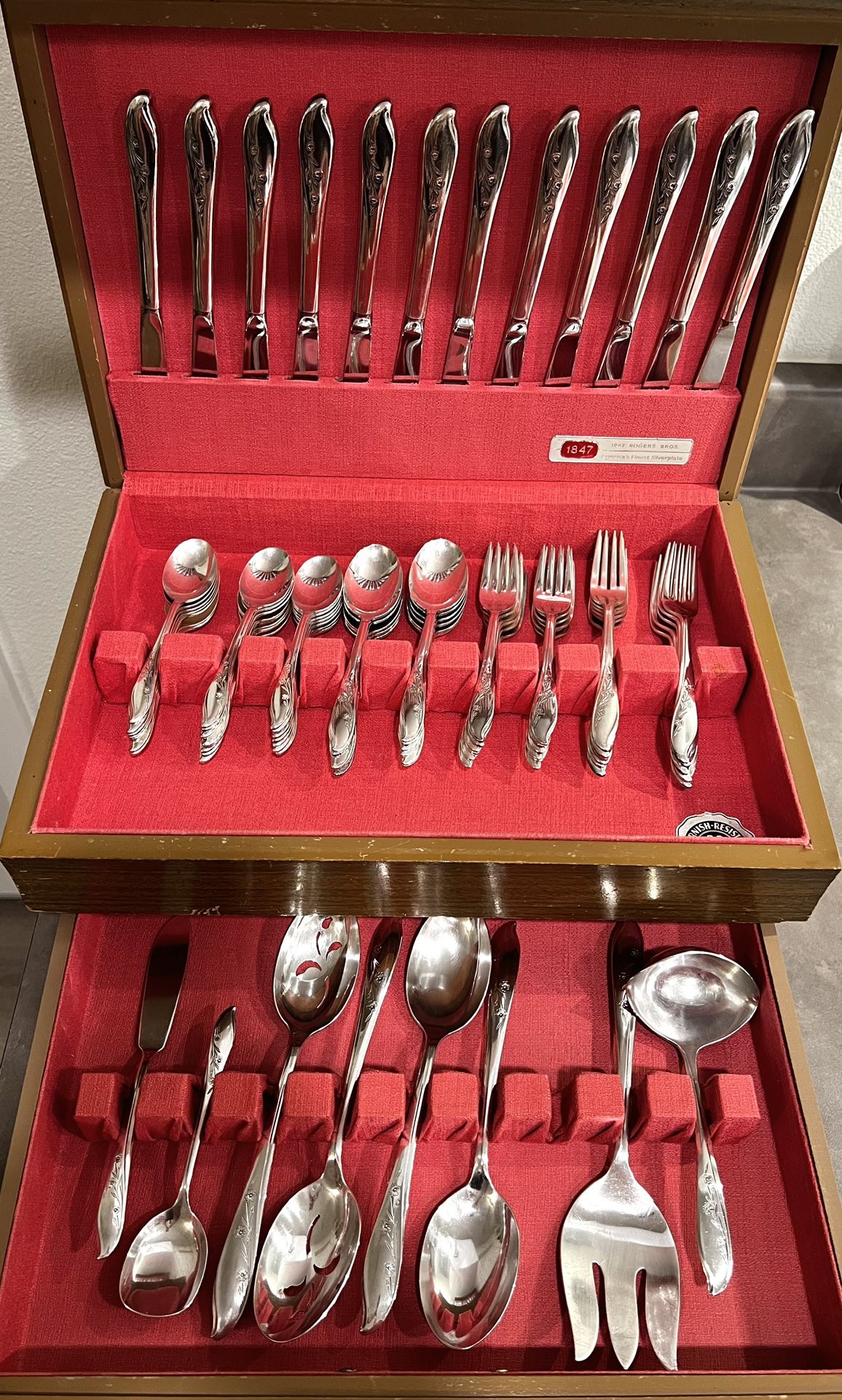 50’s MCM ROGERS BROS 1847 MCM Silver Plated Springtime Flatware & Serving Set Holidays Gifts
