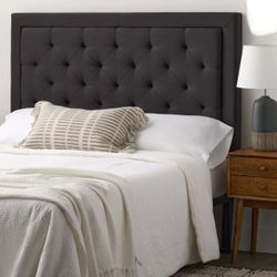 🛏️ Upholstered Queen Headboard with Diamond Tufting – Charcoal Elegant Linen Look | New in Box