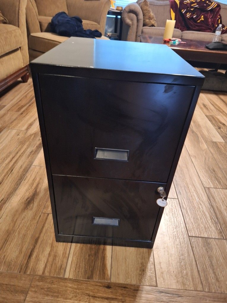 Black 2 Drawer Filing Cabinet With Key