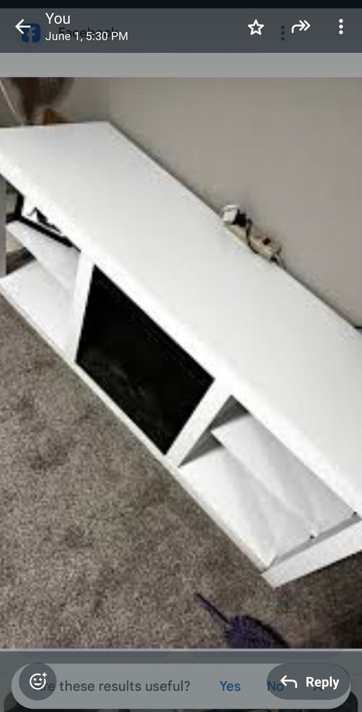 Modern White TV Stand with Electric Fireplace & LED Lights – Great Condition