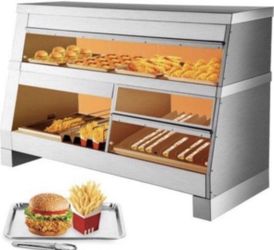 Commercial Food Warmer Display Case 60-Inch, 2-Tier Pizza Display Warmer 10.5 cu.ft