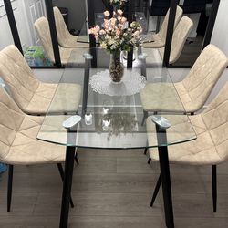 Glass dining Table w/ 4 Chairs
