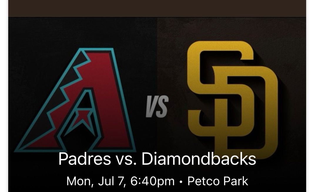Padres Game Monday July 7th 6:40pm San Diego