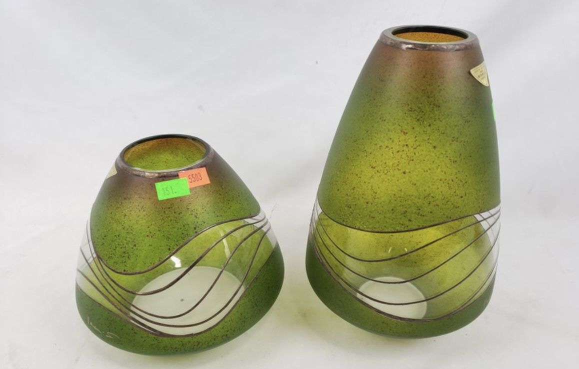 VLASTA VOBORNIKOVA MIRACLE STUDIO CZECH ART GLASS CONTEMPORARY VASES SIGNED