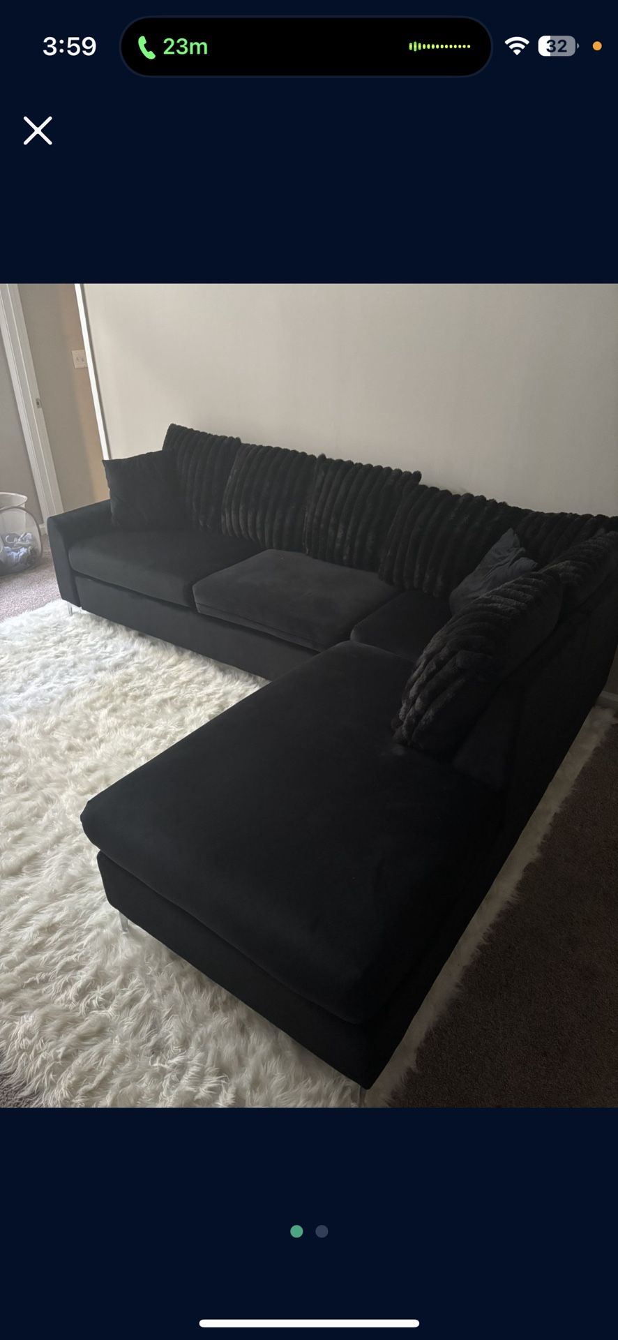 10x8 Black Sectional Couch