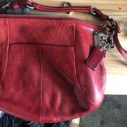 Authentic Red Leather Coach Purse 