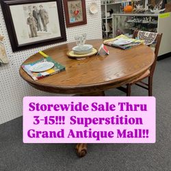 Table Antique Oak Claw Foot 48” Round