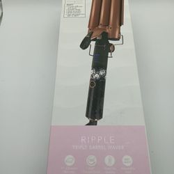 L+W BIO Ripple triple Barrel Hair Waver Rose Gold / Black Electric Beach Curler  Tool