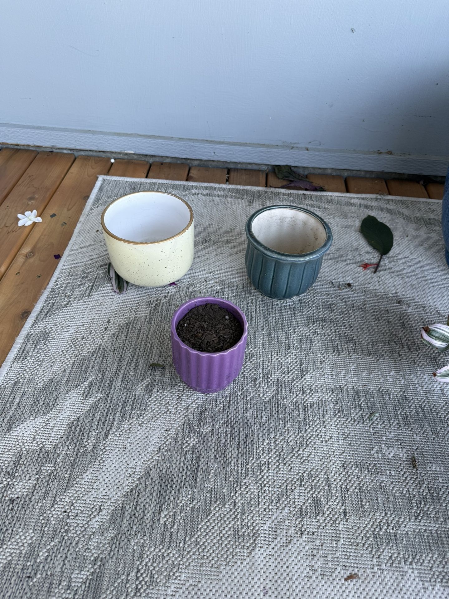 3 Small Ceramic Pots